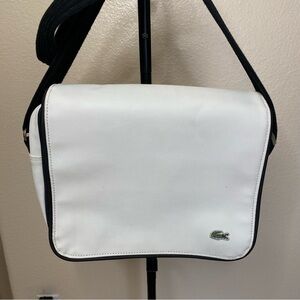Lacoste Unisex Classic White Messenger Bag
